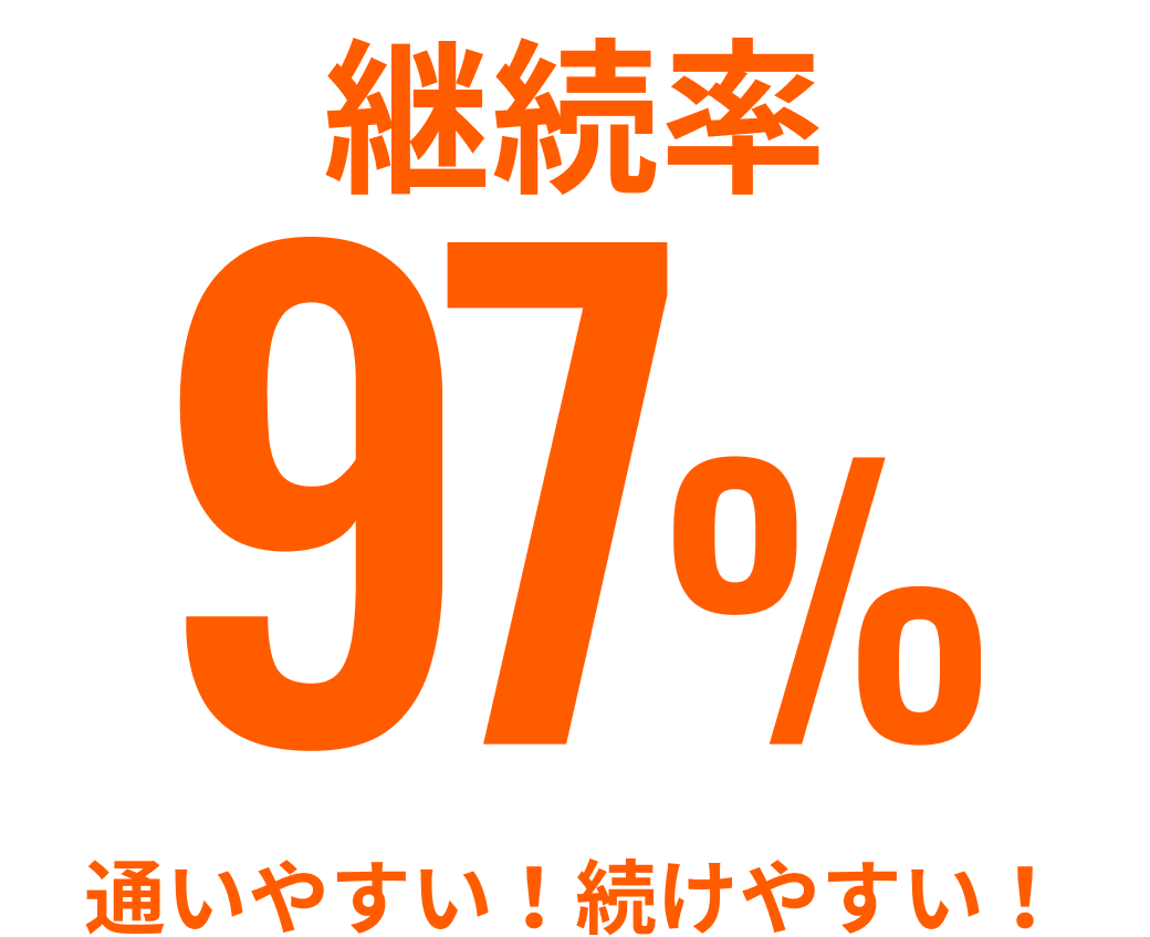 継続率97% 通いやすい！続けやすい！